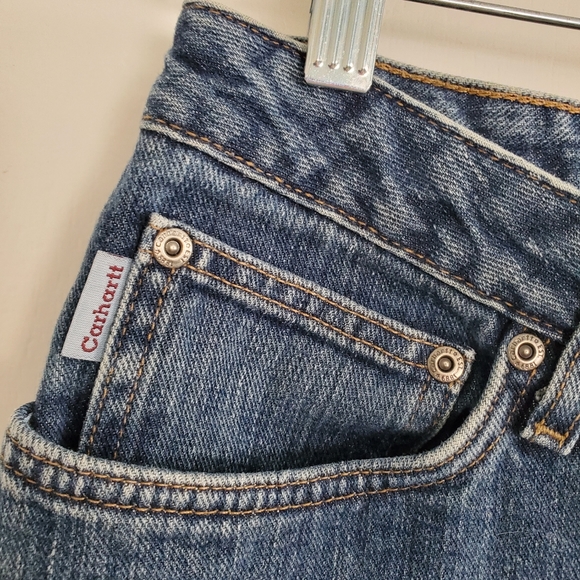 Carhartt Lined Jeans Women's 14 Blue With Plaid Lining Workwear - Picture 3 of 14